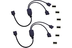 LITAELEK 2pcs LED Verteiler Kable 4 polig 1 zu 2 LED Strip Splitter 4 Pin Connector RGB 5050 3528 2835 LED Steifen Verbinder LED Band Eckverbinder Stecker LED Stripe Anschlusskable -30cm, Schwarz