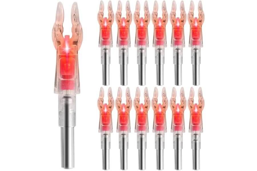 Boddceto 12PCS Lighted Nocks for Arrows with .204 Inside Diameter, High-Visibility Lighted Nocks, Lighted Arrows Nocks Red