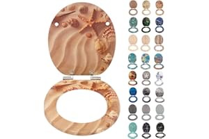 SINOBATH Abattant WC, noyau en bois MDF, robuste, avec système d'abaissement automatique, montage facile, couvercle de WC