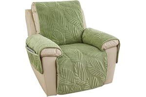 FANSU Copripoltrona Relax Reclinabile Elettrica Universale, Foglia Addensare Peluche Corto 1 Posto Copripoltrona Reclinabile Coprisedile con Fascia Elastica, Fodere per Poltrona