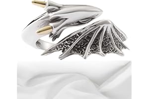 LVGPH Dragon Ring Men's Women's Retro Punk Copper Silver Wedding Band Gift Adjustable Open Circle Ring Size 14-19