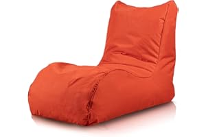 Bepouf - Poltrona Chaise Longue in Poliestere con Imbottitura in Palline di Polistirolo, Poltrona Adatta per Camera, Salotto e Esterni - Dimensione 110x80, Colore Arancione