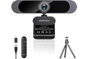 ‎DEPSTECH DEPSTECH 4K Zoombare Streaming Webcam mit Mikrofon für PC, Fernbedienung, 1/3' Sony Sensor, Dual Noise-Canceling Mic, 3X Zoom, Autofokus 8MP HD, für Laptop Mac, Videoanruf, Zoom, Skype