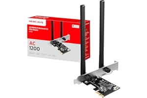 MERCUSYS MA30E TP-Link Carte WiFi PCIe AC1200Mbps, Carte Bluetooth PC, Bluetooth 5.0, Carte WiFi pour PC, Bi-Bande, MU-MIMO, WPA3, Antennes à Gain Elevé, Compatible avec Windows 11/10, Linux