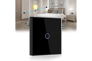 BSEED Interrupteur Tactile va et vient,Noir 1 Gang 2 Voie Commutateur de Lumière avec LED Affichage Light,Interrupteur Tactile avec Capteur Tactile Panneau Verre Cristal-Pas de fil Neutre