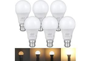 EDISHINE 6 Pack Dimmable Bayonet Light Bulb, Warm White 2700K, 9W LED Bulb, 60W Incandescent Equivalent, BC GLS A60 Energy Saving Light Bulb, B22 Bulb for Table lamp, Chandelier, Pendant Light
