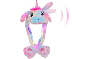 SUNHUITOY Animal Hat Plush Ears Moving Jumping Dress Up Cosplay Party Christmas Holiday Cute Ear Flap Cap for Kids Adults