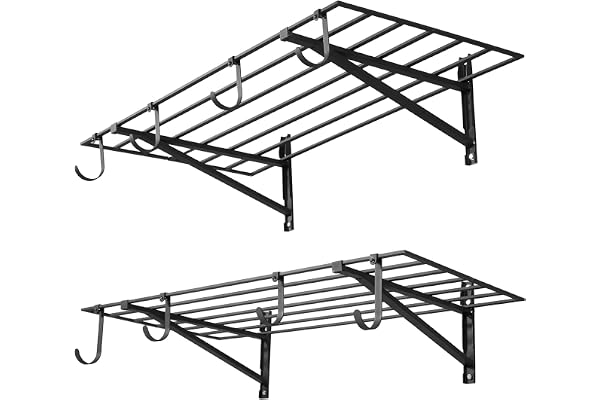 VEVOR Vägghylla för garage verkstad 2 stycken 122 x 61,5 x 30,5 cm, vägghylla för verkstad tvättstuga med krokar enkel belastning 118 kg, väggförvaringsgaller