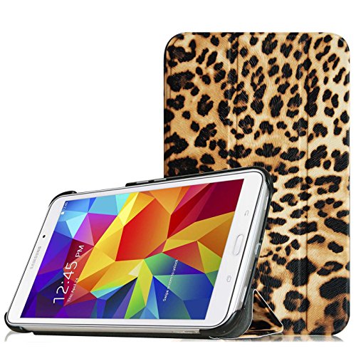 Fintie Samsung Galaxy Tab 4 7.0 Hülle Case - Ultra Schlank Schutzhülle Superleicht Ständer Smart Shell Tasche Etui Cover Für Samsung Galaxy Tab 4 7.0 (7 Zoll) T230 T235 Tablet, Leopard Braun