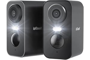 ieGeek 2K Überwachungskamera Aussen Akku Kabellose WLAN Überwachungskamera außen/innen mit farbige Nachtsicht，PIR-Bewegungserkennung，Lange Zeit Standby，Cloud/SD Storage，2-Wege Audio，Black，2Pcs