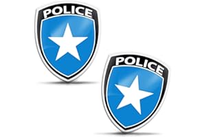 SkinoEu 2 x 3D Gel Autocollants Silicone Police Badge Voiture Moto Casque Vélo Fenêtre Porte Téléphone Ordinateur Tablette KS 116