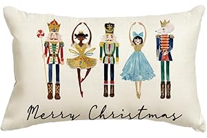 Artoid Mode Acquerello Schiaccianoci Merry Christmas Federa per cuscino natalizio, 30 x 50 cm, decorazione invernale per divano e soggiorno