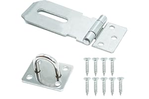 SZXMDKH Door Padlock Hasp, 3 Inch Stainless Steel Hasp and Staple Shed Lock Latch Heavy Duty Gate Security for Window Cabinet Pet Cage Crate,Silver