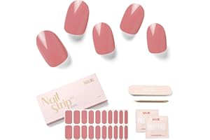 NAILOG Faux Ongles Autocollants - 20Pcs Faux Ongles Autocollants -Stickers Ongles Gel UV Semi Cured,French Manucure Nails Wraps DIY Nail Art Accessoire pour Femmes Filles,Roselyn