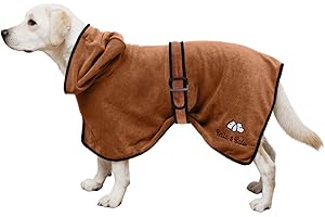 Bella & Balu Peignoir pour Chien en Microfibre – Peignoir pour Chien Absorbant pour séchage après baignade, Bain ou Sortie sous la Pluie (M | Marron)