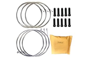 Yuauy 3 Sets Bicycle Brake Cable Inner Wire Shift Cable Derailleur Cable Gear Cable Replacement Kit for Moutain Bike Road Bike + Break Cable End Caps Tips Crimps