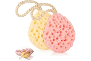 Lohill 2 STÜCKE Badeschwamm, Schwämme Luffa Body Scrubber Peeling Badeschwamm Körperschwämme Dusche Reicher Schaum Wiederverwendbar für Frauen Männer und Kinder