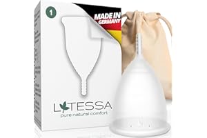 ‎LATESSA LATESSA® Menstruationstasse, SEHR GUT getestet, Made in Germany, geruchlos, BPA-frei, 100% zertifiziertes, medizinisches Silikon, Periodentasse, Menstruationskappe, menstrual cup, Größe S, klein