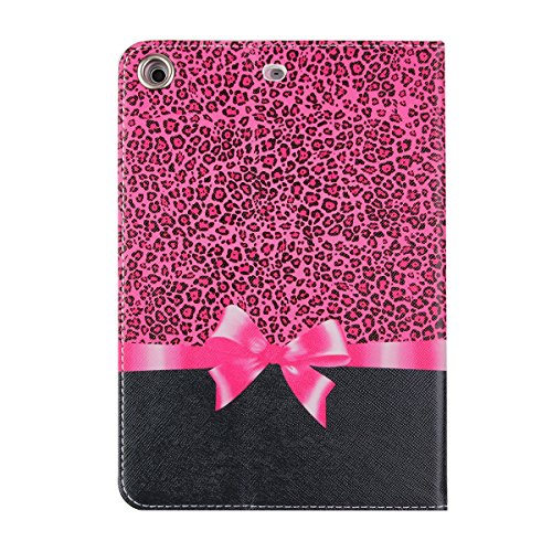 iPad mini 2 Lederhülle – Felfy Slim Full Body Fashion Leopard Bowknot Muster PU Case Cover Etui Schutz Hülle Tasche für Apple ipad mini 3 mini 2 mini 1 + 1x Pink Katze Anti Stöpsel + 1x Red Stylus - 4