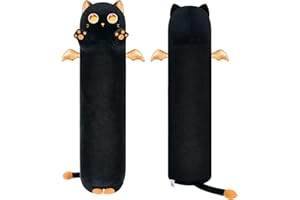 Mewaii 44in Long Cat Plush Pillows Stuffed Animals Squishy Pillows - Cute Plushie Kitten Sleeping Hugging Pillow Toys for Kids(Brown & Black)