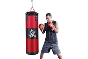 Boxsack für Kinder und Erwachsene Punchingsäcke - JanTeelGO Ungefüllte Hängende Boxsack mit Montagekette für Boxtraining Sandsack Kampfsport | Canvas Punching Bag