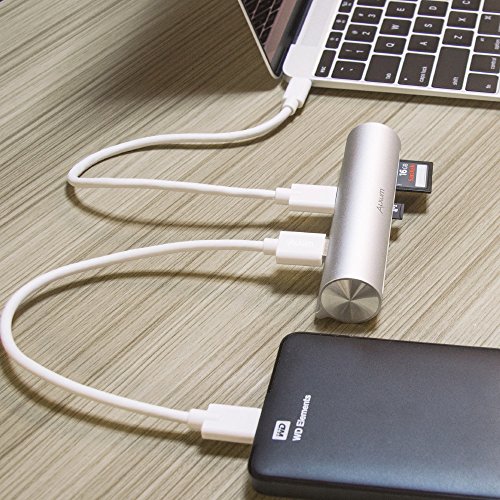 alxum Aluminium USB 3.1 Gen. 1 Typ C/USB C bis USB 3.0 3-Port-Daten Hub mit SD, Micro SD, TF Kartenleser für neue MacBook, Chromebook Pixel, HP Pavilion X2, Asus Zen AIO und PC - 6