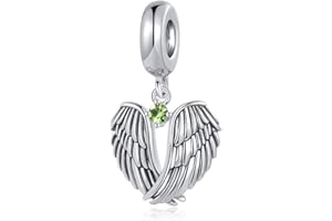 LSxAB Guardian Angel Wings Charm with 12 Birthstone Colors Birthday Charms Compatible with Pandora Bracelets for Women