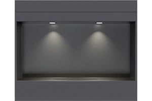 BERNSTEIN Nicchia da parete in acciaio inox NT306010X senza bordo con faretti LED - 30 x 60 x 10 cm (A x L x P) - colore selezionabile, Colore:Gunmetal, LED-Spot:2x Spot Einbaurahmen Schwarz matt