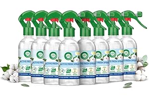 Airwick Profumatore per Ambienti, Confezione da 8 Spray da 250ml, Spray Active Fresh al Profumo di Cotone, Deodorante Ambiente