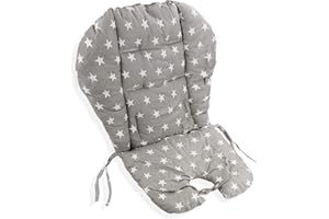 Lomgwumy High Chair Pad, Cushion High Chair/high Chair Cushion Pad, Light and Breathable, Soft and Comfortable, Cute Pattern, Suitable for Most High Chairs, Baby Dining Chairs (Grey Big Star Pattern)