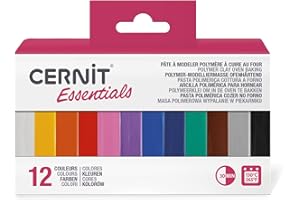 CERNIT CEASS001C - Un Assortiment 12 Pains de Pâtes Cernit 25g - Pâte polymère assortiments de 12 couleurs basiques - Gamme number one - Modelage, DIY adultes
