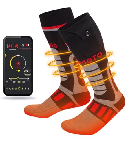 Chaussettes Chauffantes Rechargeables - Contrôle Par APP Bluetooth - 2 Batteries 5000mAh - 4 Niveaux De Température (40-65°C) - Lavables En Machine