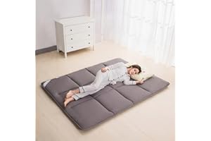 DSAoTeng Colchón de suelo individual, colchón de futón suave y transpirable, tapete de tatami japonés, portátil, enrollable, grueso, plegable, para cama de dormitorio de estudiantes (gris, 90 x 200
