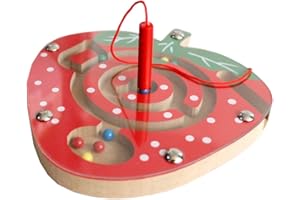 OOSTIFUN Gobus MiNi Minuscole Perline di Legno Labirinto Penna Fragola Guida Labirinto Puzzle Gioco Da Tavolo Educativo Giocattoli Interattivi Del Labirinto per I Bambini