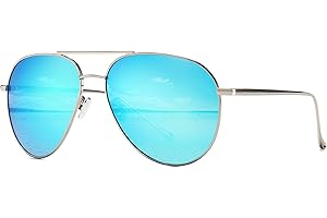 SUNGAIT Ponadwymiarowe okulary przeciwsłoneczne dla kobiet, lekkie, modne, lustrzane, spolaryzowane soczewki, Srebrna rama/niebieska soczewka lustrzana, Rozmiar Uniwersalny