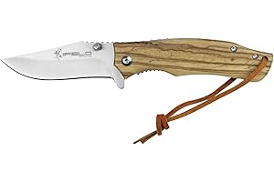 iFIELD EL29040 Coltello da caccia pieghevole Bushcraft Sopravvivenza Escursionismo Campeggio, lama in acciaio inox con manico in legno Zebra, Made in Albacete (Spagna)