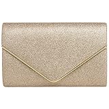 klassisch elegante Briefumschlag Kuvert Abendtasche mit optimaler Größe und beiliegender Metall Kette