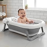 StarAndDaisy Bath Tub for Baby 0-5 Years/Foldable Bath tub for Kids with Cushion, Space Saving Design, Newborn Baby Folding B