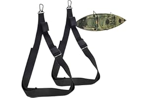 YONGZHAO Kayak Storage Strap SUP Wall Mount Hangers Surf Hander Paddle Board Sling Rack Mount with Paddle Clips for Garage Indoor and Outdoors