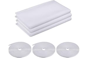 FODLON 3 Stück Fliegengitter für Fenster, 150m x 200cm Fliegennetz Insektenschutz Netz mit 3 Rollen Selbstklebeband, Sommer Moskitonetze für Fliegen Bug Bee Moskito-Schutz Mesh DIY, ohne Bohren (Weiß)