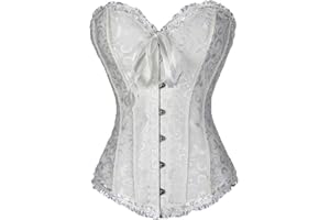 ensswliz Corset Tops for Women Bustier Shapewear Lingerie Lace Up Boned Overbust Waist Push Up Bodysuit