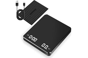 MEMOEVER Rechargeable Coffee Scale with Timer, 3kg/0.1g High Precision Espresso Scale with Digital LED,Touch Sensor and Silicone Cove, Portable Analytical Lab Balance for Labs, Jewellers, Gold, Food