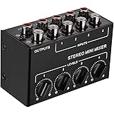 Muslady Mini Stereo Audio Mixer with 4-Channel RCA Inputs Separate Volume Controls Full Metal Shell