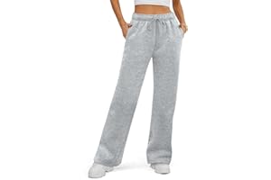 EUHOM Jogginghose Damen Baumwolle Sporthose Lang Warme Freizeithose Gefütterte Trainingshose Weites Bein Sweatpants Fleece Thermohose Yogahose mit Taschen