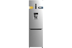 Cecotec Frigorífico Combi 322L con Dispensador de Agua Bolero CoolMarket Combi 322 WD Inox E. Altura 185.5cm y 59.5cm de Ancho, Bajo Consumo, Total No Frost, Multi Air Flow, Door Display