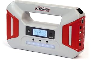 ‎DINO KRAFTPAKET Dino KRAFTPAKET 12V-600A STARTHILFEGERÄT 51.2Wh 16000mAh (LiFePO4) mit Kompressor Powerbank Warnlicht Starthilfe Booster Schnellstartsystem Starthilfekabel LED-Taschenlampe