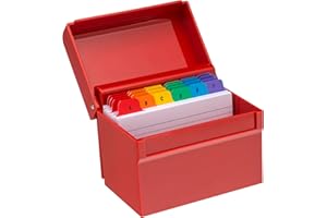 Osco AIBOX-RED - Red Hi-Gloss Index Box with 100 Cards and Coloured Tabs