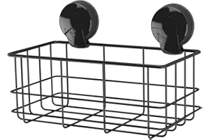 Showerdrape Caddy Floating Shelves for bathroom Suction Shower Organiser Bottle Storage Drill Free Rack For Toiletries, Shampoo Holder, Black Corner Caddy Shelf Bathroom Storage
