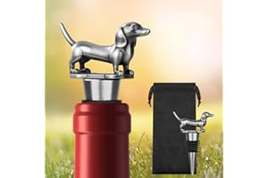 ‎LULLEA LULLEA Dackel Weinflaschenverschluss, Dackel Deko Geburtstagsgeschenk Weingeschenke für Männer Papa Frauen, Silber Zink Dackelform Weinverschluss