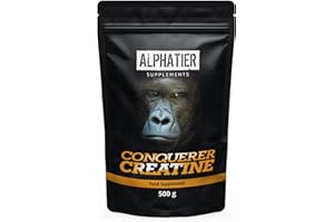 ‎ALPHATIER SUPPLEMENTS Creatine Monohydrat 500g - Kreatin Pulver - 99,99% rein - hochdosiert, ultrafein, vegan und neutral - Alphatier Creatin Powder Mono Mesh 200 ohne Geschmack - Premiumqualität